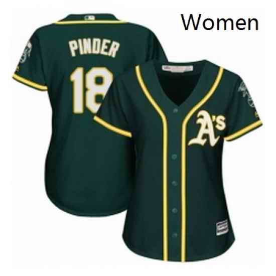 Womens Majestic Oakland Athletics 18 Chad Pinder Authentic Green Alternate 1 Cool Base MLB Jersey